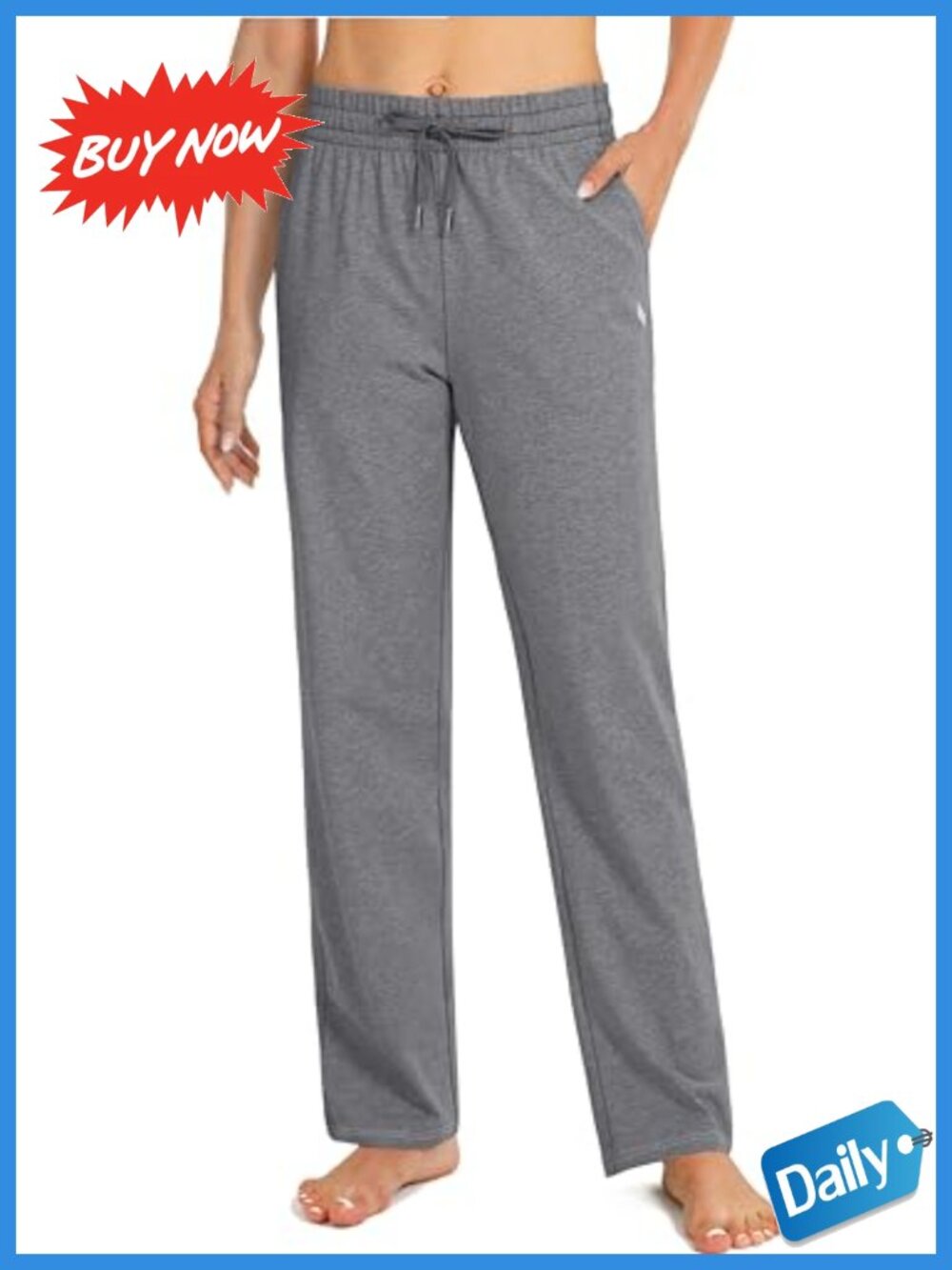 Cotton Sweatpants with Pockets Drawstring Yoga Lounge Straight Leg
